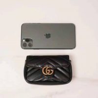 Gucci GG Women GG Marmont Matelassé Leather Super Mini Bag Black Matelassé Chevron