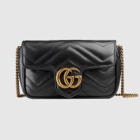 Gucci GG Women GG Marmont Matelassé Leather Super Mini Bag Black Matelassé Chevron