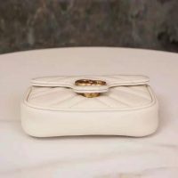 Gucci GG Women GG Marmont Matelassé Leather Super Mini Bag White Matelassé Chevron