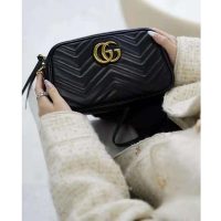 Gucci GG Women GG Marmont Small Matelassé Shoulder Bag Black Double G