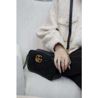 Gucci GG Women GG Marmont Small Matelassé Shoulder Bag Black Double G