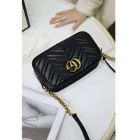 Gucci GG Women GG Marmont Small Matelassé Shoulder Bag Black Double G