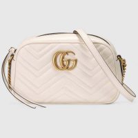 Gucci GG Women GG Marmont Small Matelassé Shoulder Bag White Double G