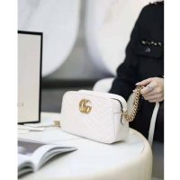 Gucci GG Women GG Marmont Small Matelassé Shoulder Bag White Double G