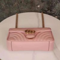 Gucci GG Women GG Marmont Small Pink Matelassé Shoulder Bag Double G