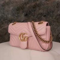 Gucci GG Women GG Marmont Small Pink Matelassé Shoulder Bag Double G