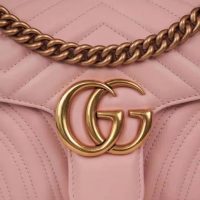 Gucci GG Women GG Marmont Small Pink Matelassé Shoulder Bag Double G