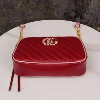 Gucci GG Women GG Marmont Small Shoulder Bag Dark Red Diagonal Matelassé Leather