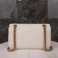 Gucci GG Women GG Marmont Small White Matelassé Shoulder Bag Double G