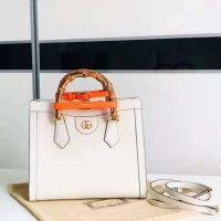 Gucci GG Women Gucci Diana Small Tote Bag Double G White Leather