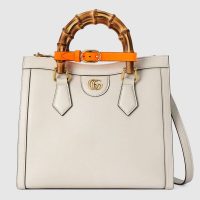 Gucci GG Women Gucci Diana Small Tote Bag Double G White Leather