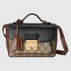 Gucci GG Women Padlock Mini Bag Beige and Ebony GG Supreme Canvas with Black Leather