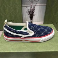 Gucci Unisex Gucci Tennis 1977 Slip-On Sneaker Eco Washed Organic GG Jacquard Denim