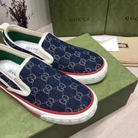 Gucci Unisex Gucci Tennis 1977 Slip-On Sneaker Eco Washed Organic GG Jacquard Denim