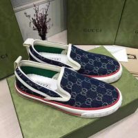 Gucci Unisex Gucci Tennis 1977 Slip-On Sneaker Eco Washed Organic GG Jacquard Denim