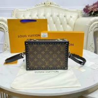 Louis Vuitton LV Unisex Clutch Box Brown Monogram Eclipse Coated Canvas Cowhide Leather