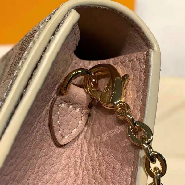 Louis Vuitton LV Unisex Croisette Chain Wallet Rose Ballerine Pink Damier Azur Coated Canvas (10)