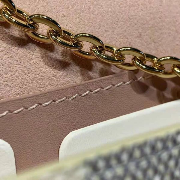 Louis Vuitton LV Unisex Croisette Chain Wallet Rose Ballerine Pink Damier Azur Coated Canvas (11)