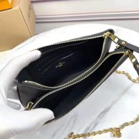 Louis Vuitton LV Unisex Double Zip Pochette Black Monogram Empreinte Embossed Supple Grained Cowhide