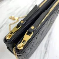 Louis Vuitton LV Unisex Double Zip Pochette Black Monogram Empreinte Embossed Supple Grained Cowhide