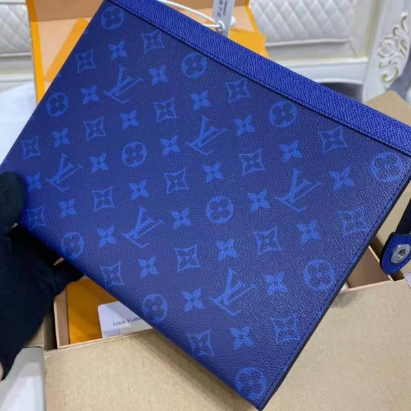 Louis Vuitton LV Unisex Pochette Voyage MM Taiga Cowhide Leather Monogram Eclipse Coated Canvas (12)