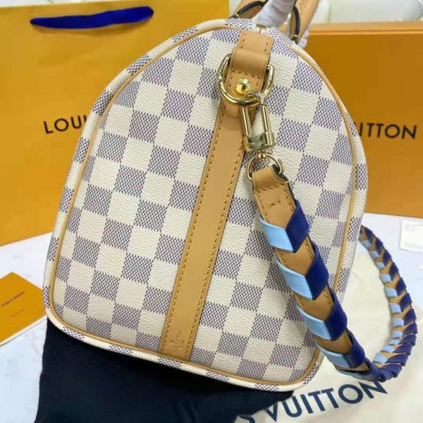 Louis Vuitton LV Unisex Speedy 30 Bandoulière Blue Damier Azur Coated Canvas (17)