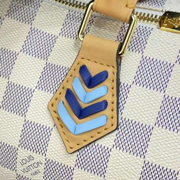 Louis Vuitton LV Unisex Speedy 30 Bandoulière Blue Damier Azur Coated Canvas (19)