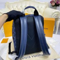 Louis Vuitton LV Unisex Sprinter Backpack Navy Blue Monogram Shadow Cowhide Leather