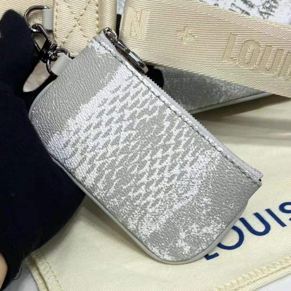 Louis Vuitton LV Unisex Trio Messenger Stone Gray Damier Salt Canvas Cowhide Leather (33)