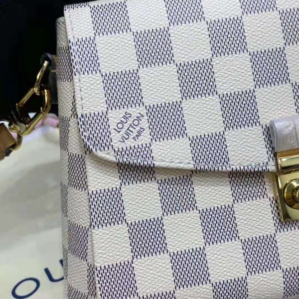 Louis Vuitton LV Women Croisette Hand bag Pink Damier Azur Coated Canvas (13)