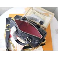 Louis Vuitton LV Women Speedy Bandoulière 22 Handbag Black Embossed Lambskin Leather