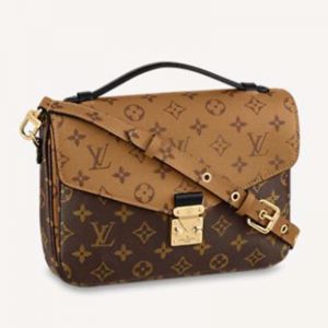 Louis Vuitton Unisex Pochette Métis Bag Monogram Reverse Coated Canvas Natural Cowhide