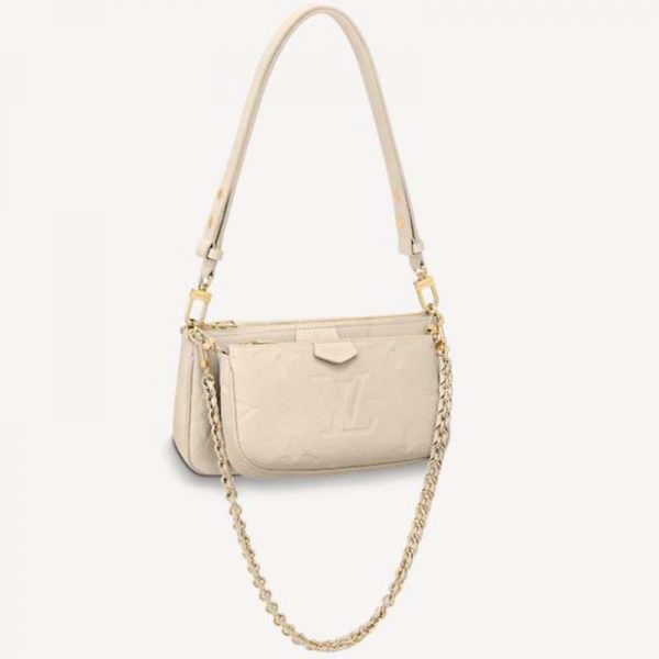 Louis Vuitton Women Multi Pochette Accessoires Cream Embossed Supple Grained Cowhide