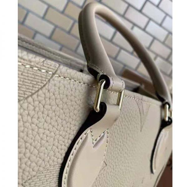 Louis Vuitton Women Onthego MM Tote Bag Tourterelle Beige Embossed Grained Cowhide (5)