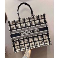 Dior Women Dior Book Tote Blue Check’n’Dior Embroidery