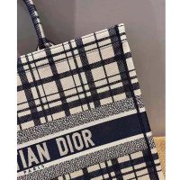 Dior Women Dior Book Tote Blue Check’n’Dior Embroidery