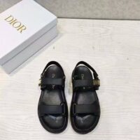 Dior Women Shoes DiorAct Sandal Black Lambskin Gold-Finish Metal DIOR Signature