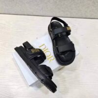 Dior Women Shoes DiorAct Sandal Black Lambskin Gold-Finish Metal DIOR Signature