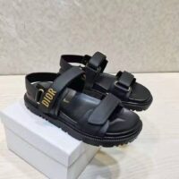 Dior Women Shoes DiorAct Sandal Black Lambskin Gold-Finish Metal DIOR Signature