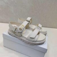 Dior Women Shoes DiorAct Sandal White Lambskin Gold-Finish Metal DIOR Signature