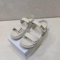 Dior Women Shoes DiorAct Sandal White Lambskin Gold-Finish Metal DIOR Signature