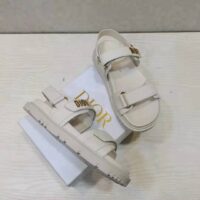 Dior Women Shoes DiorAct Sandal White Lambskin Gold-Finish Metal DIOR Signature