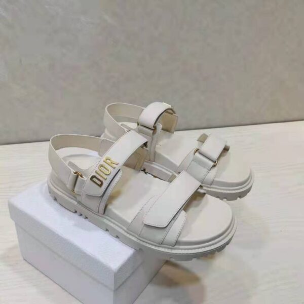 Dior Women Shoes DiorAct Sandal White Lambskin Gold-Finish Metal DIOR Signature (9)