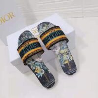 Dior Women Shoes Dway Slide Multicolor Dior Zodiac Embroidered Cotton