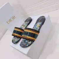 Dior Women Shoes Dway Slide Multicolor Dior Zodiac Embroidered Cotton