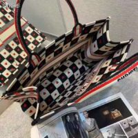 Dior Women Small Dioramour Dior Book Tote Black White Red D-Chess Heart Embroidery