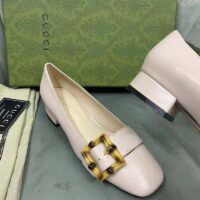 Gucci GG Women Ballet Flat with Bamboo Buckle White Leather