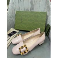 Gucci GG Women Ballet Flat with Bamboo Buckle White Leather