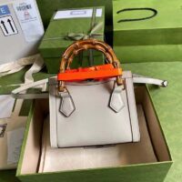 Gucci GG Women Gucci Diana Mini Tote Bag Double G White Leather