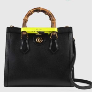 Gucci GG Women Gucci Diana Small Tote Bag Double G Black Leather